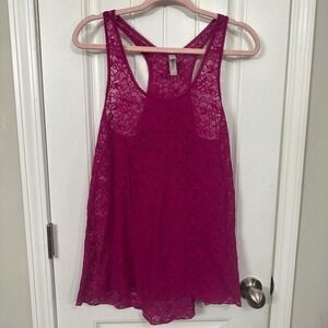 Lace girly dainty cami y2k 2010 Victoria Secret racerback magenta. L